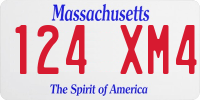 MA license plate 124XM4