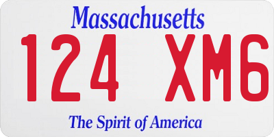 MA license plate 124XM6