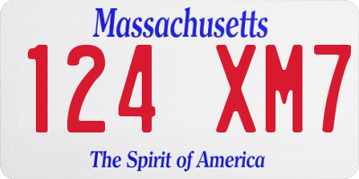 MA license plate 124XM7