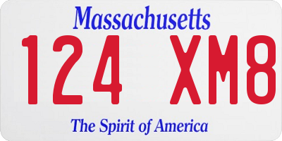 MA license plate 124XM8