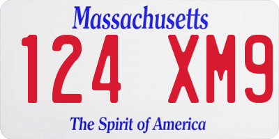 MA license plate 124XM9