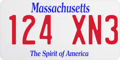 MA license plate 124XN3