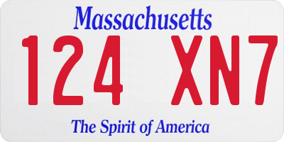 MA license plate 124XN7