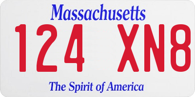 MA license plate 124XN8