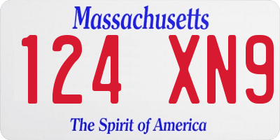 MA license plate 124XN9