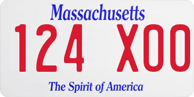 MA license plate 124XO0