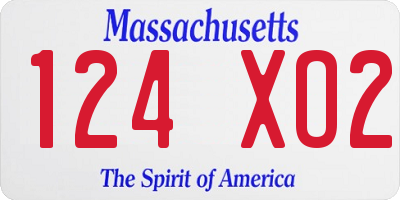 MA license plate 124XO2