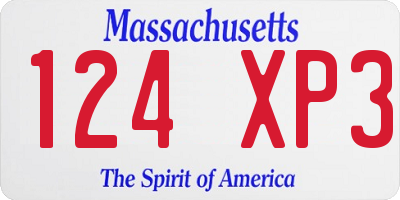 MA license plate 124XP3