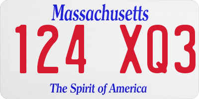 MA license plate 124XQ3