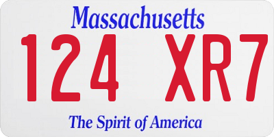MA license plate 124XR7