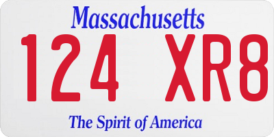 MA license plate 124XR8