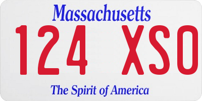 MA license plate 124XS0