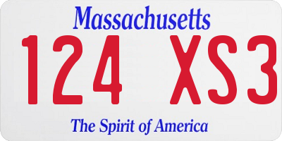 MA license plate 124XS3