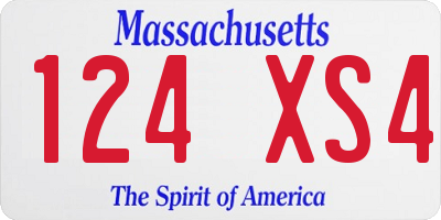 MA license plate 124XS4