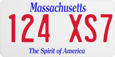 MA license plate 124XS7