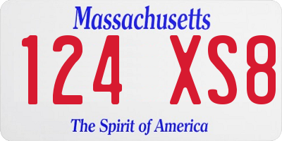 MA license plate 124XS8
