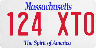 MA license plate 124XT0