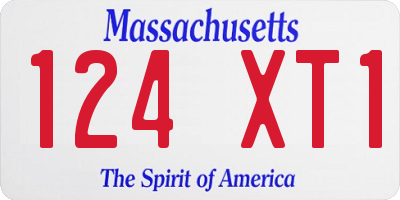 MA license plate 124XT1