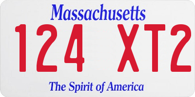 MA license plate 124XT2