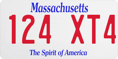 MA license plate 124XT4