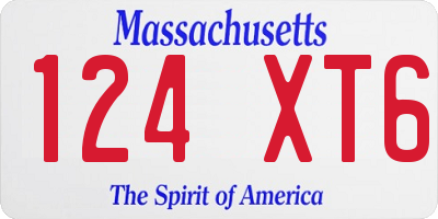 MA license plate 124XT6