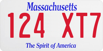 MA license plate 124XT7