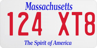 MA license plate 124XT8