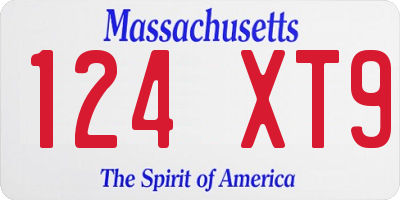 MA license plate 124XT9
