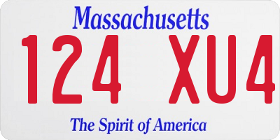 MA license plate 124XU4