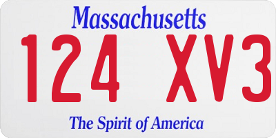 MA license plate 124XV3