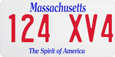 MA license plate 124XV4