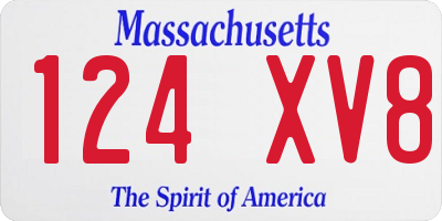 MA license plate 124XV8