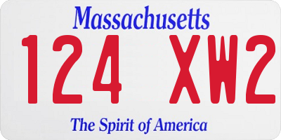 MA license plate 124XW2