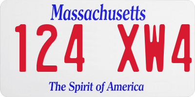 MA license plate 124XW4