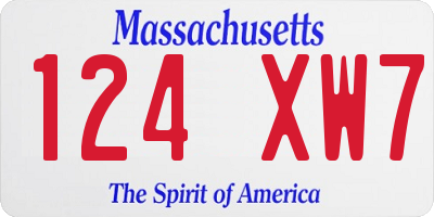 MA license plate 124XW7