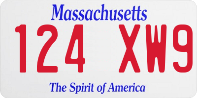 MA license plate 124XW9