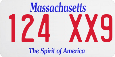 MA license plate 124XX9