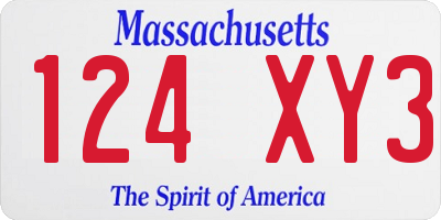 MA license plate 124XY3