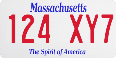 MA license plate 124XY7