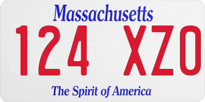 MA license plate 124XZ0