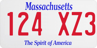 MA license plate 124XZ3