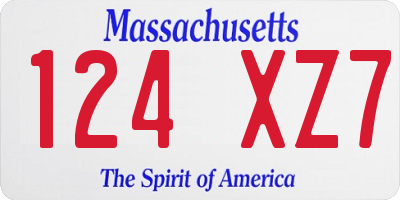 MA license plate 124XZ7