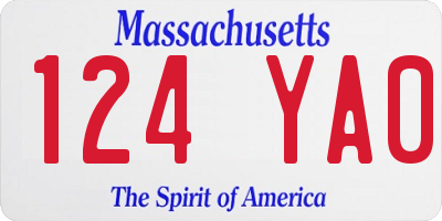 MA license plate 124YA0