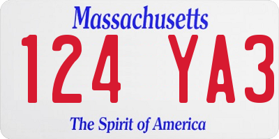 MA license plate 124YA3
