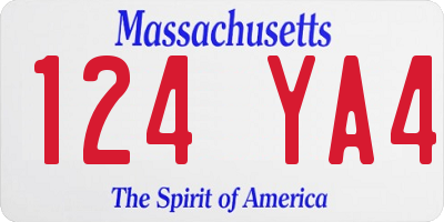 MA license plate 124YA4