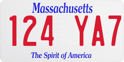 MA license plate 124YA7
