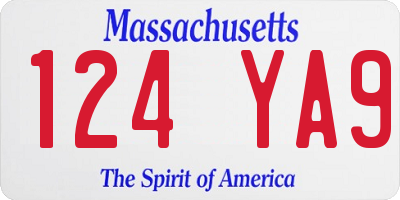 MA license plate 124YA9