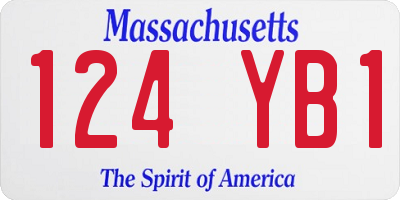 MA license plate 124YB1