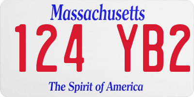 MA license plate 124YB2