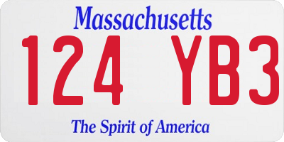 MA license plate 124YB3